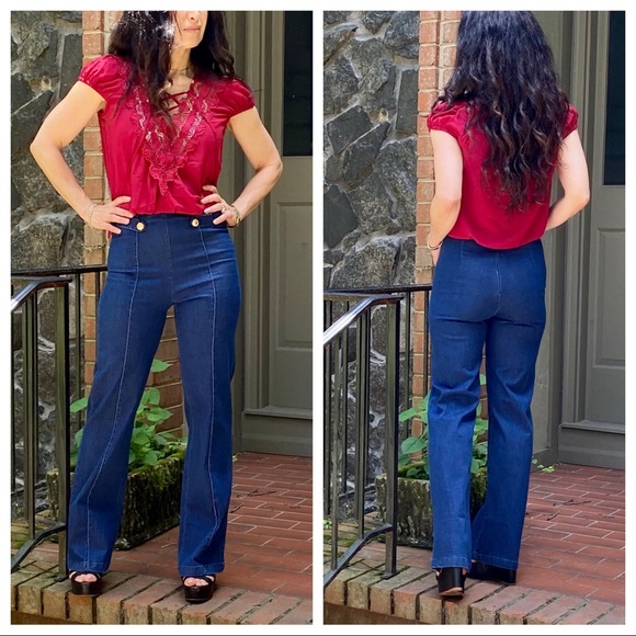 ✨LAST ONE✨BOHO CHIC WIDE LEG JEANS SAILOR PANTS - Picture 6 of 14